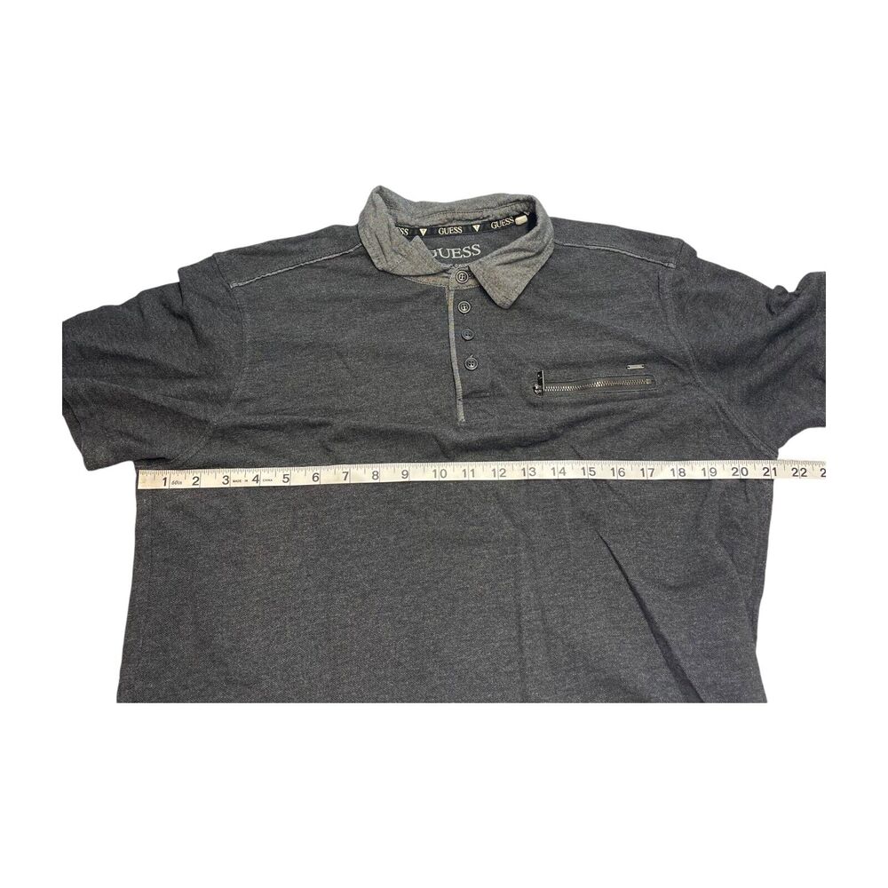 Guess Polo Shirt Men's XL Gray Cotton Short Sleeve Performance Chest Zip Pocket - Picture 4 of 8